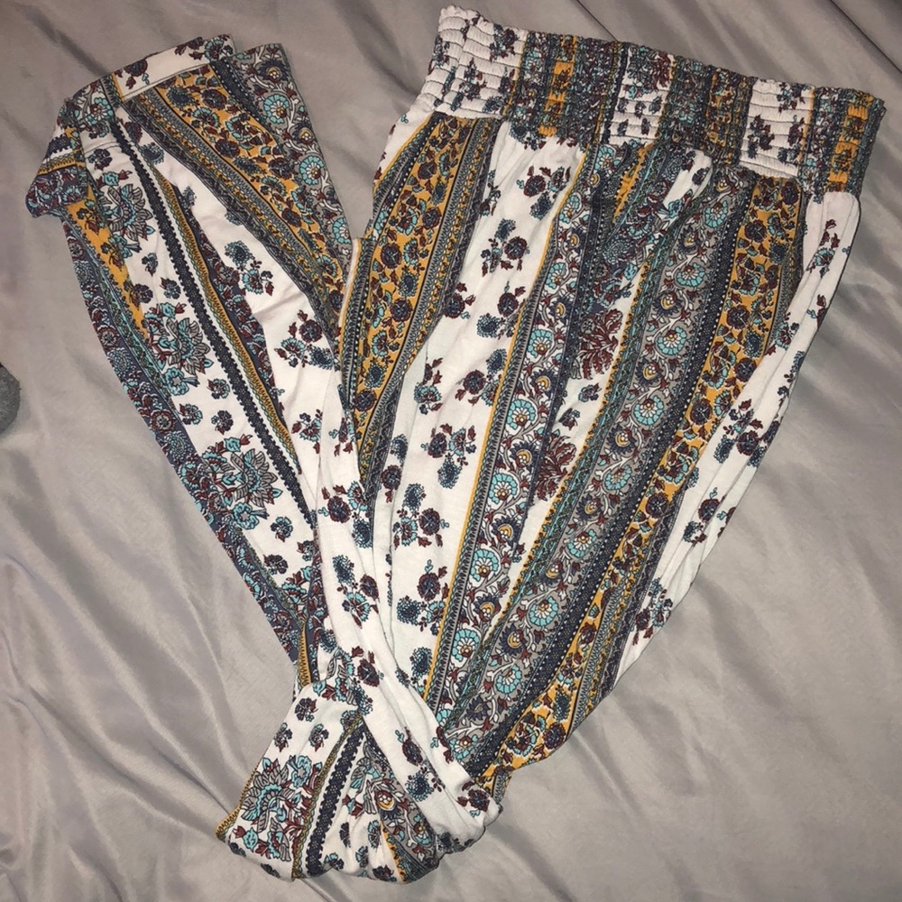 Cloth pattern pants, full length
